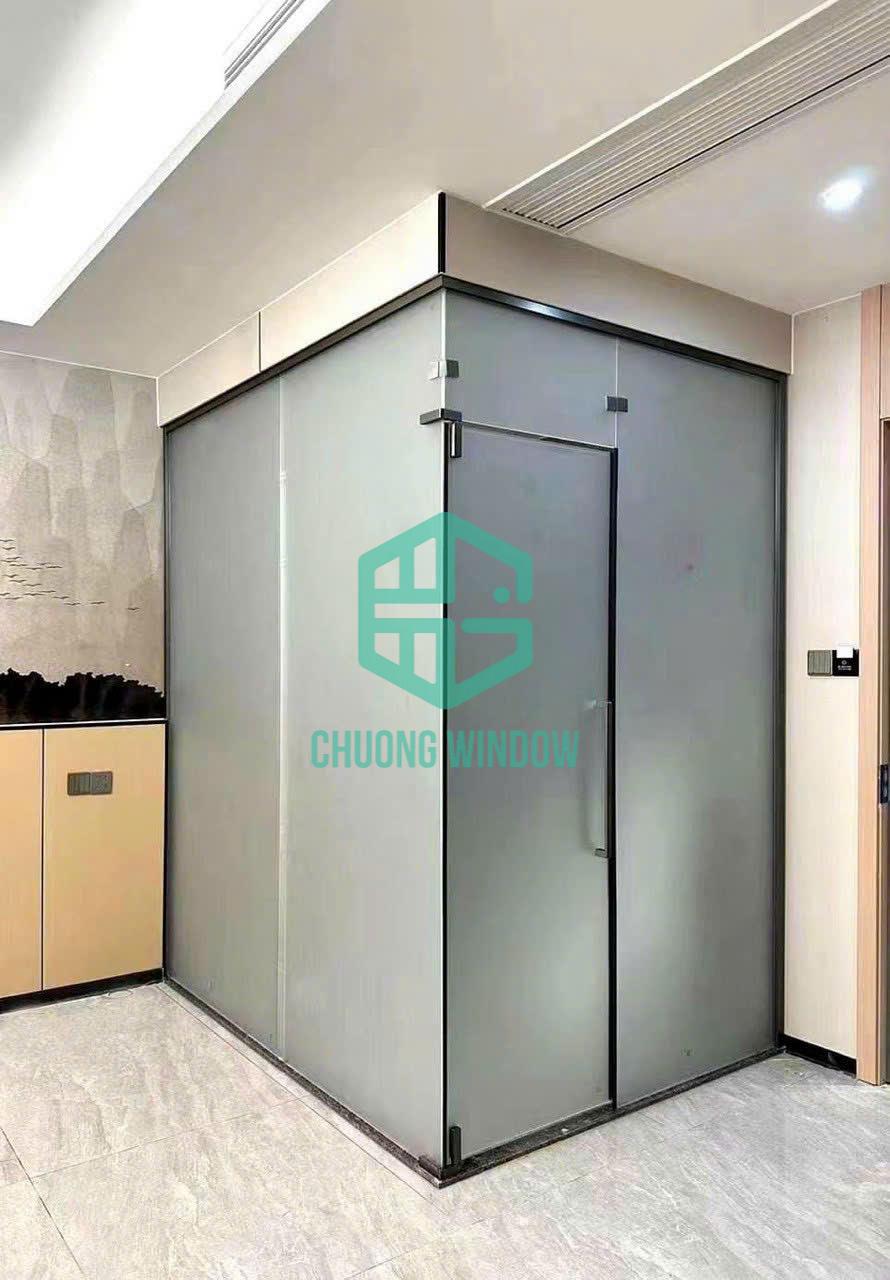 Vách ngăn  kính cường lực tạo phòng kín-Mẫu 01